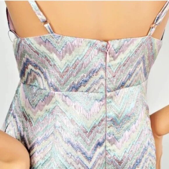 NWT PROM COCKTAIL A-Line Dress LAUNDRY by Shelli Segal Metallic Shimmer Sz 12 - Picture 11 of 12